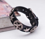 Western Antique Texas Star Concho Leather Bracelet Wristband