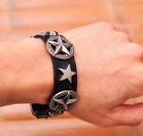 Western Antique Texas Star Concho Leather Bracelet Wristband