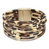 Leopard Leather Wrap Bracelet for Women Multi-Layer