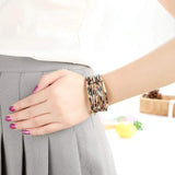 Leopard Leather Wrap Bracelet for Women Multi-Layer