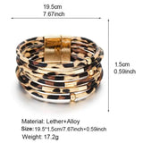 Leopard Leather Wrap Bracelet for Women Multi-Layer