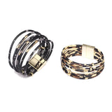 Leopard Leather Wrap Bracelet for Women Multi-Layer