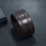 Vintage Wide Leather Wristbands Retro Cowhide Adjustable Cuff Bracelets