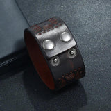 Vintage Wide Leather Wristbands Retro Cowhide Adjustable Cuff Bracelets