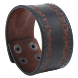 Vintage Wide Leather Wristbands Retro Cowhide Adjustable Cuff Bracelets