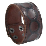 Vintage Wide Leather Wristbands Retro Cowhide Adjustable Cuff Bracelets