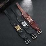 Flying Eagle Leather Bracelet Men Wide Alloy Cuff Bangle Wristband