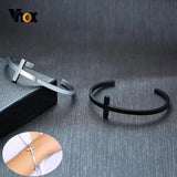 Stainless Steel Cross Cuff Bangle Bracelet 4MM Wide