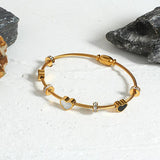 Enamel Heart Zircon Charm Bangle Bracelet
