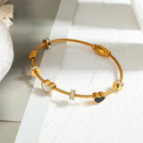 Enamel Heart Zircon Charm Bangle Bracelet