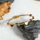 Enamel Heart Zircon Charm Bangle Bracelet
