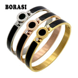 Heart Bangles & Bracelets For Women Austrian Crystal Stainless Steel Jewelry