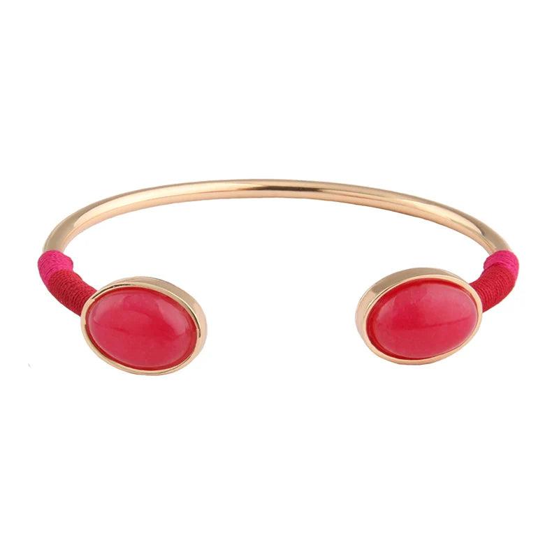 NeeFuWoFu Stone Bracelet Bangle Woman Copper Open Gradient Metal