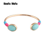 NeeFuWoFu Stone Bracelet Bangle Woman Copper Open Gradient Metal