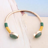 NeeFuWoFu Stone Bracelet Bangle Woman Copper Open Gradient Metal
