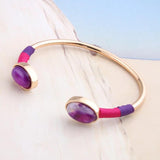 NeeFuWoFu Stone Bracelet Bangle Woman Copper Open Gradient Metal