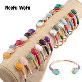 NeeFuWoFu Stone Bracelet Bangle Woman Copper Open Gradient Metal