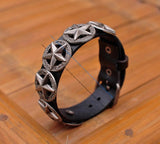Western Cowboy Texas Star Concho Leather Bracelet