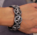 Western Cowboy Texas Star Concho Leather Bracelet