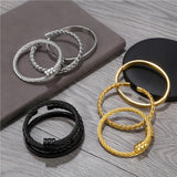 Hip-Hop Stainless Steel Braided Bracelet Punk Open Adjustable Pulseiras Set