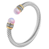 Twisted Stainless Steel Crystal Bangles for Women Gift Jewelry