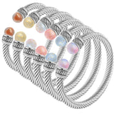 Twisted Stainless Steel Crystal Bangles for Women Gift Jewelry