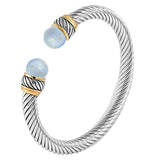 Twisted Stainless Steel Crystal Bangles for Women Gift Jewelry