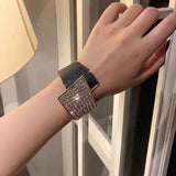 Punk Asymmetric Open Cuff Bracelet Rhinestone Bangle Women's Jewelry