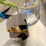 Punk Asymmetric Open Cuff Bracelet Rhinestone Bangle Women's Jewelry