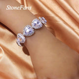 Stonefans Crystal Heart Bracelet for Women Bridal Charm Bangle Chain