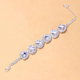 Stonefans Crystal Heart Bracelet for Women Bridal Charm Bangle Chain
