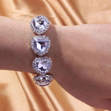 Stonefans Crystal Heart Bracelet for Women Bridal Charm Bangle Chain