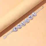 Stonefans Crystal Heart Bracelet for Women Bridal Charm Bangle Chain