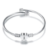 Women's Stainless Steel Heart Charm Bracelets with Initial Alphabet Letter