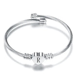 Women's Stainless Steel Heart Charm Bracelets with Initial Alphabet Letter