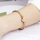 Rose Heart Bracelet Bangle with Alphabet Charms for Women