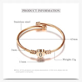 Rose Heart Bracelet Bangle with Alphabet Charms for Women