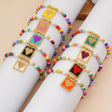 Go2boho Love Heart Charm Bead Bracelet Boho Jewelry