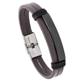 Punk Charm Leather Bracelet Cuff Stainless Steel