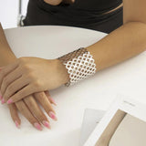 Hollow Mesh Wide Edge Metal Open Punk Bracelet