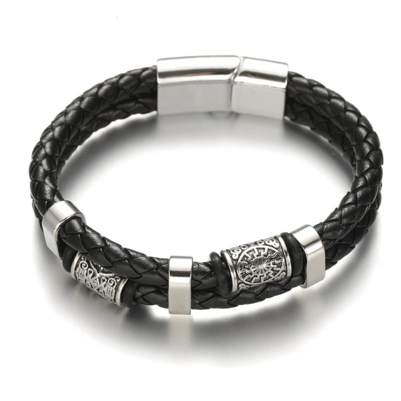 Vintage Double Layer Cuff Bracelet Men