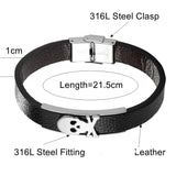 Punk Skull Bracelets for Men Leather Bangles Stainless Steel Clasp