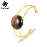 Women Tiger Eye Labradorite Gem Stone Bangle Green