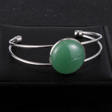 Women Tiger Eye Labradorite Gem Stone Bangle Green