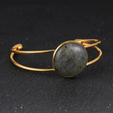 Women Tiger Eye Labradorite Gem Stone Bangle Green