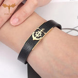 Charm Male Leather Bracelet Anchor Bracelets Men