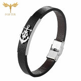 Charm Male Leather Bracelet Anchor Bracelets Men