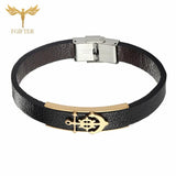 Charm Male Leather Bracelet Anchor Bracelets Men