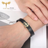 Charm Male Leather Bracelet Anchor Bracelets Men