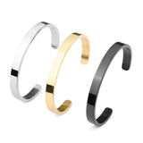 6mm Steel Cuff Bangle Open Bracelet Men Women Jewelry